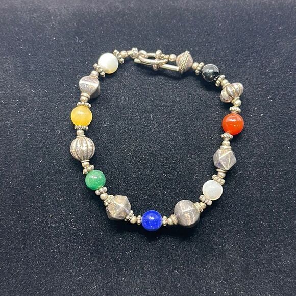 Unmarked sterling silver stones bracelet 925 - Picture 1 of 1